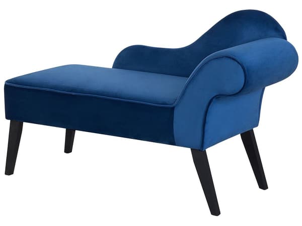 Chaiselong Blå Polstret med Velour Mørkeben Moderne Stil