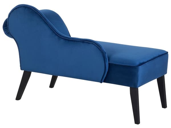 Chaiselong Blå Polstret med Velour Mørkeben Moderne Stil