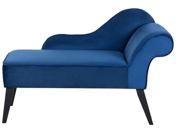 Chaiselong Blå Polstret med Velour Mørkeben Moderne Stil