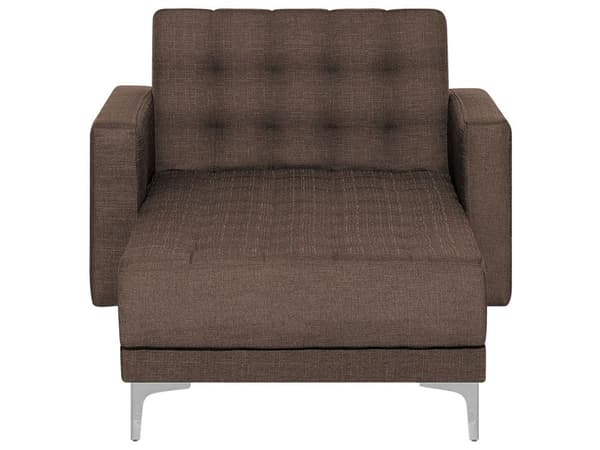 Divaani tummanruskea 107 x 168 x 83 cm kangasverhoilu metalli puu säädettävä
