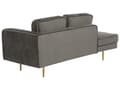 Miniatyrbillede 5 af 7: Sofa Chaiselong Grå Velour Guld Metalben Blød Lille Hjørnesofa Daybed med Ryg Højrevendt Tilbehør Pude Stue Inspiration Glamour Eklektisk