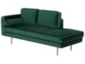 Miniatyrbillede 4 af 7: Sofa Chaiselong Grøn Velour Guld Metalben Blød Lille Hjørnesofa Daybed med Ryg Venstrevendt Tilbehør Pude Stue Inspiration Glamour Eklektisk