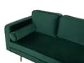 Miniatyrbillede 6 af 7: Sofa Chaiselong Grøn Velour Guld Metalben Blød Lille Hjørnesofa Daybed med Ryg Venstrevendt Tilbehør Pude Stue Inspiration Glamour Eklektisk