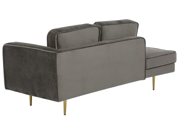 Schäslong Brungrå Sammet Stoppad Högervänd Metallben Kudde Modern Design