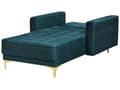 Miniatyrbillede 4 af 7: Chaiselong Blågrøn Velour med Skumfyld og Guld Krom Metalben Daybed Klassisk Moderne Tuftet Klik Klak modul Sovefunktion Stueindretning