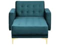 Miniatyrbillede 5 af 7: Chaiselong Blågrøn Velour med Skumfyld og Guld Krom Metalben Daybed Klassisk Moderne Tuftet Klik Klak modul Sovefunktion Stueindretning