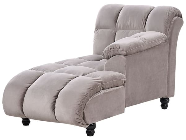 Schäslong Taupe Klädsel Stoppning Svarta Ben Modern Design