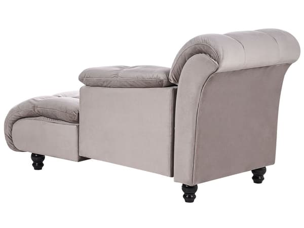 Højrevendt Grå Chaiselong Betrukket med Opbevaring i Retro Stil