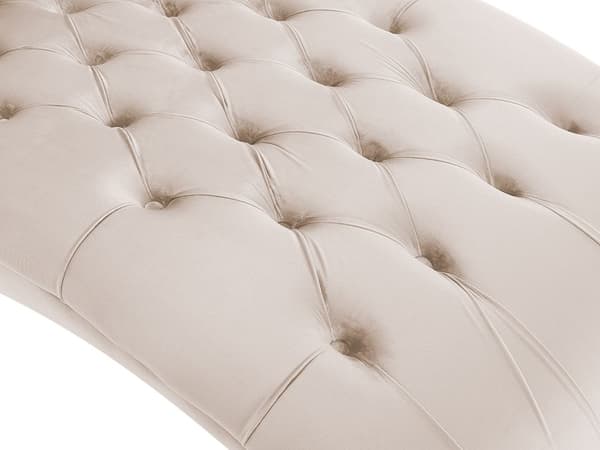 Beige Sammet Chesterfield Knappar Modernt Vardagsrum Schäslong Trä Ben