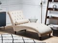 Miniatyrbild 2 av 9: Beige Sammet Chesterfield Knappar Modernt Vardagsrum Schäslong Trä Ben