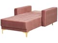 Miniatyrbillede 4 af 6: Chaiselong Lyserød Velour med Skumfyld og Guld Krom Metalben Daybed Klassisk Moderne Tuftet Klik Klak modul Sovefunktion Stue indretning