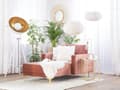 Miniatyrbillede 2 af 6: Chaiselong Lyserød Velour med Skumfyld og Guld Krom Metalben Daybed Klassisk Moderne Tuftet Klik Klak modul Sovefunktion Stue indretning
