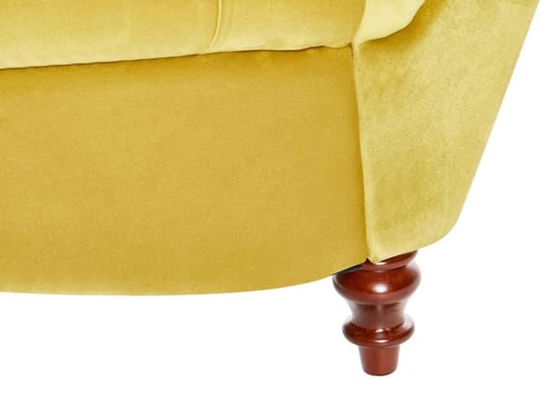 Chaiselong Gul Velour Mørk Træben Quiltet Chesterfield Mønster Daybed Ryg Pølsepude Psykolog Stol Tilbehør Vintage Glamour Stue Inspiration