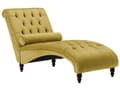Miniatyrbillede 1 af 11: Chaiselong Gul Velour Mørk Træben Quiltet Chesterfield Mønster Daybed Ryg Pølsepude Psykolog Stol Tilbehør Vintage Glamour Stue Inspiration