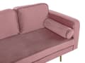 Miniatyrbillede 7 af 8: Sofa Chaiselong Lyserød Velour Guld Metalben Blød Lille Hjørnesofa Daybed med Ryg Højrevendt Tilbehør Pude Stue Inspiration Glamour Eklektisk