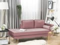 Miniatyrbillede 2 af 8: Sofa Chaiselong Lyserød Velour Guld Metalben Blød Lille Hjørnesofa Daybed med Ryg Højrevendt Tilbehør Pude Stue Inspiration Glamour Eklektisk