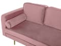 Miniatyrbillede 6 af 7: Sofa Chaiselong Lyserød Velour Guld Metalben Blød Lille Hjørnesofa Daybed med Ryg Venstrevendt Tilbehør Pude Stue Inspiration Glamour