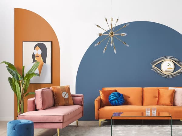 Schäslong Rosa Sammet Stoppad Högervänd Metallben Kudde Modern Design