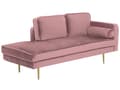 Miniatyrbild 5 av 8: Schäslong Rosa Sammet Stoppad Högervänd Metallben Kudde Modern Design