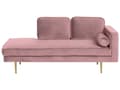 Miniatyrbild 1 av 8: Schäslong Rosa Sammet Stoppad Högervänd Metallben Kudde Modern Design