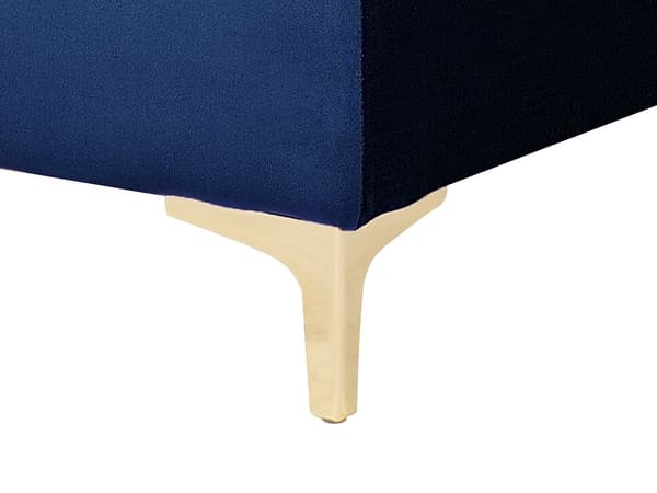 Chaiselong Blå Velour med Skumfyld og Guld Krom Metalben Daybed Klassisk Moderne Tuftet Klik Klak modul Sovefunktion Stueindretning