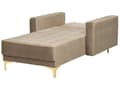 Miniatyrbillede 5 af 7: Chaiselong Beige Velour med Skumfyld og Guld Forkromet Metal Moderne tuftet daybed klik klak modulær med sovefunktion gæstevenlig