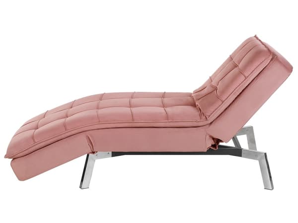 Schäslong Rosa Sammet Tuftad Justerbar Rygg och Ben Modern Glam