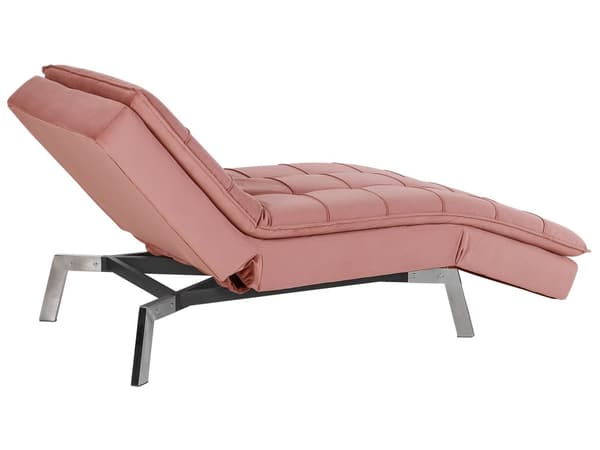 Schäslong Rosa Sammet Tuftad Justerbar Rygg och Ben Modern Glam