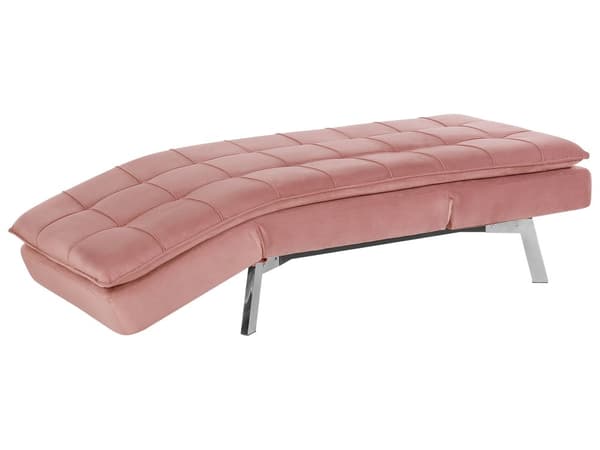Schäslong Rosa Sammet Tuftad Justerbar Rygg och Ben Modern Glam