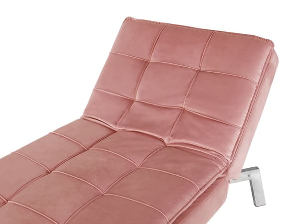Schäslong Rosa Sammet Tuftad Justerbar Rygg och Ben Modern Glam