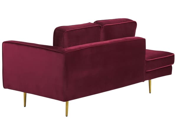 Schäslong Mörkröd Sammet Stoppad Högervänd Metallben Kudde Modern Design