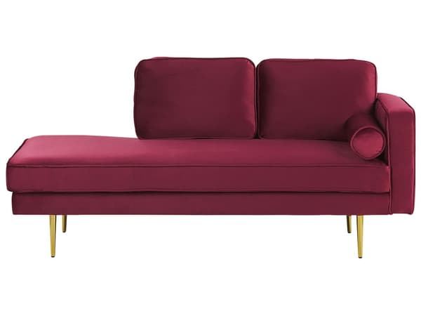 Schäslong Mörkröd Sammet Stoppad Högervänd Metallben Kudde Modern Design