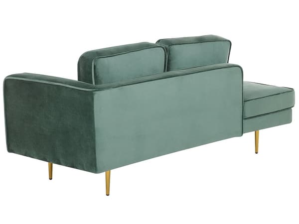 Schäslong Mintgrön Sammet Stoppad Högervänd Metallben Kudde Modern Design