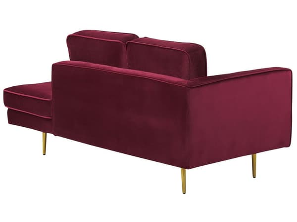Schäslong Mörkröd Sammet Stoppad Vänstervänd Metallben Kudde Modern Design