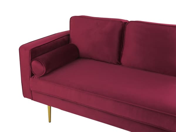 Schäslong Mörkröd Sammet Stoppad Vänstervänd Metallben Kudde Modern Design