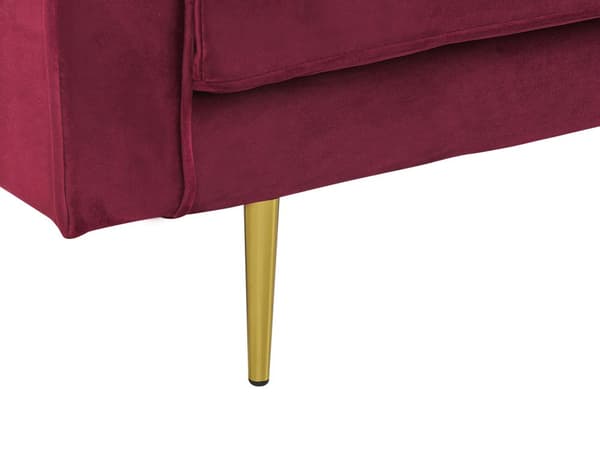 Schäslong Mörkröd Sammet Stoppad Vänstervänd Metallben Kudde Modern Design