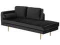 Miniatyrbillede 4 af 7: Sofa Chaiselong Sort Velour Guld Metalben Blød Lille Hjørnesofa Daybed med Ryg Venstrevendt Tilbehør Pude Stue Inspiration Glamour Eklektisk