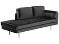 Miniatyrbillede 4 af 7: Sofa Chaiselong Sort Velour Guld Metalben Blød Lille Hjørnesofa Daybed med Ryg Højrevendt Tilbehør Pude Stue Inspiration Glamour Eklektisk