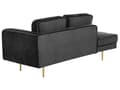 Miniatyrbillede 5 af 7: Sofa Chaiselong Sort Velour Guld Metalben Blød Lille Hjørnesofa Daybed med Ryg Højrevendt Tilbehør Pude Stue Inspiration Glamour Eklektisk