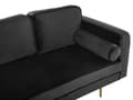 Miniatyrbillede 6 af 7: Sofa Chaiselong Sort Velour Guld Metalben Blød Lille Hjørnesofa Daybed med Ryg Højrevendt Tilbehør Pude Stue Inspiration Glamour Eklektisk
