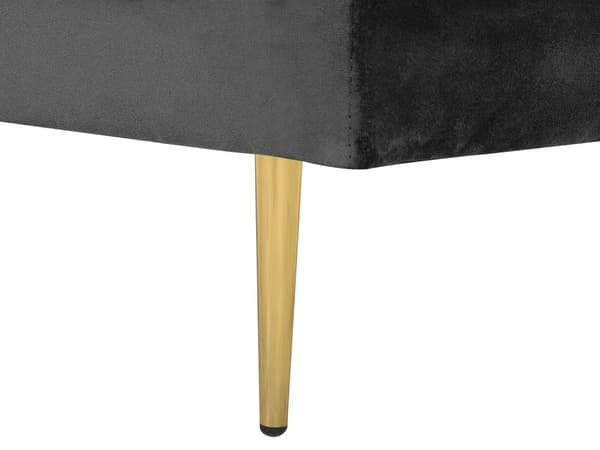Sofa Chaiselong Sort Velour Guld Metalben Blød Lille Hjørnesofa Daybed med Ryg Højrevendt Tilbehør Pude Stue Inspiration Glamour Eklektisk