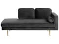 Miniatyrbillede 1 af 7: Sofa Chaiselong Sort Velour Guld Metalben Blød Lille Hjørnesofa Daybed med Ryg Højrevendt Tilbehør Pude Stue Inspiration Glamour Eklektisk