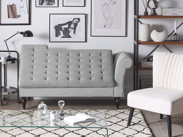 Schäslong Ljusgrå Konstläder Svarta Ben Modern Design