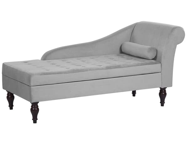 Schäslong Ljusgrå Konstläder Svarta Ben Modern Design