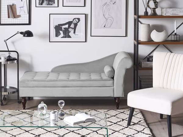 Schäslong Ljusgrå Konstläder Svarta Ben Modern Design