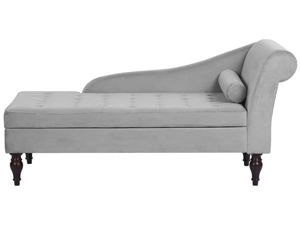 Schäslong Ljusgrå Konstläder Svarta Ben Modern Design