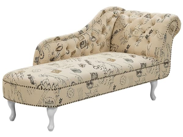 Schäslong Beige Flerfärgad Vänstervänd Polyester Tyg Knappar