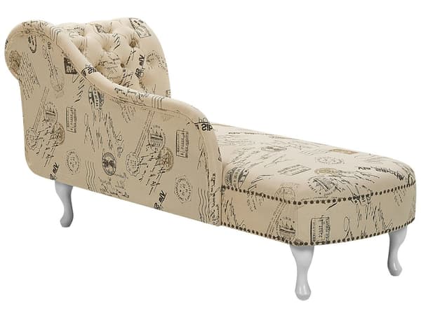 Schäslong Beige Flerfärgad Vänstervänd Polyester Tyg Knappar