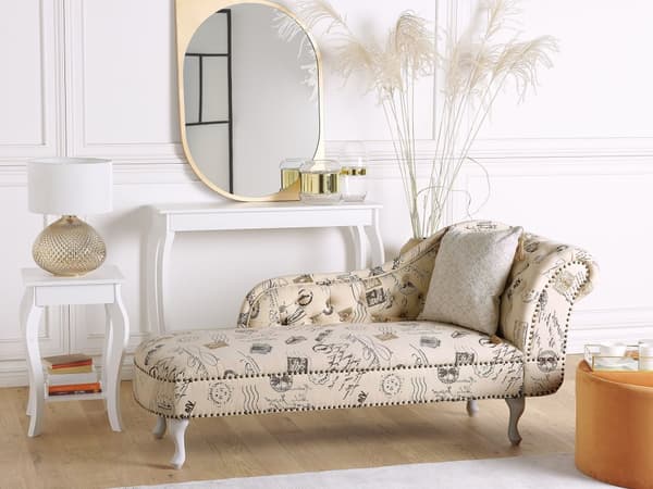 Schäslong Beige Flerfärgad Vänstervänd Polyester Tyg Knappar