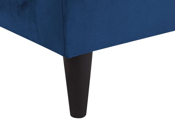 Højrevendt Blå Velour Polstret Chaiselong med Opbevaring og Ekstra Pude